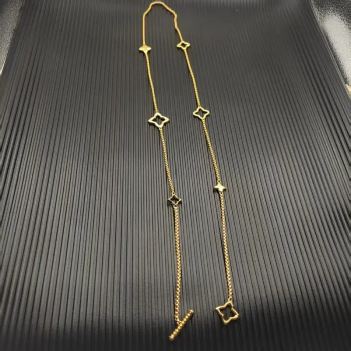 David Yurman Gold Clover Sweater Necklace 90cm Long Chain