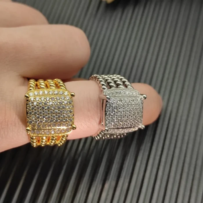 David Yurman Gold Large Pavé Diamond Band Ring