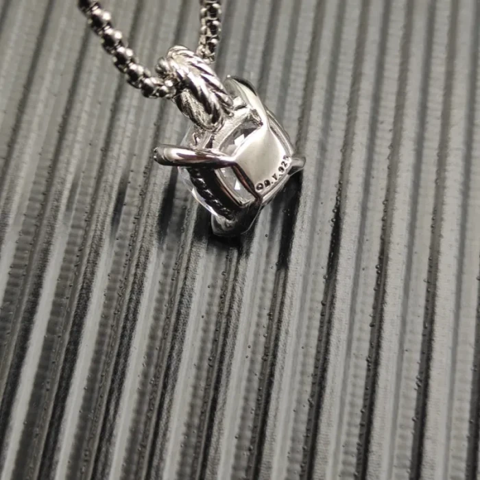 David Yurman Sterling Silver 11mm Four-Prong White Diamond Necklace