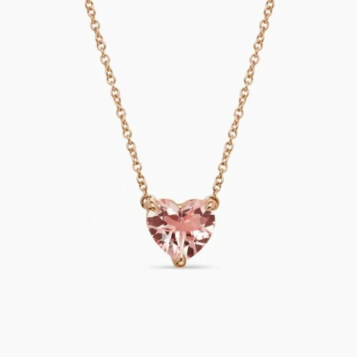 David Yurman 8mm Morganite Heart Diamond Pendant Necklace