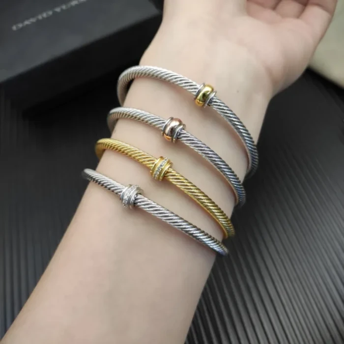 David Yurman 4mm Gold Single Bead Pavé Bracelet