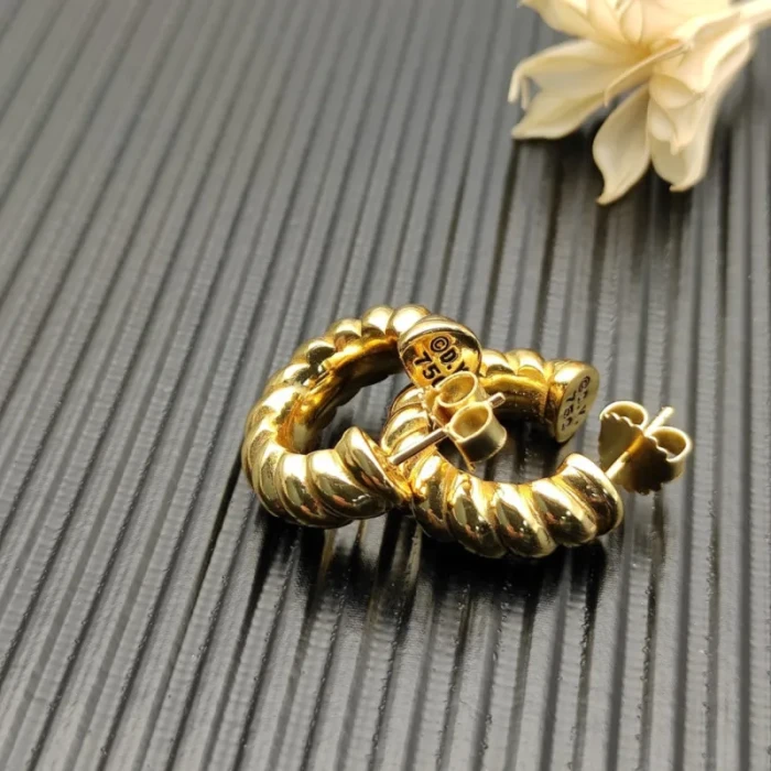 David Yurman 20.5x20mm Gold Cable Spiral Hoop Earrings