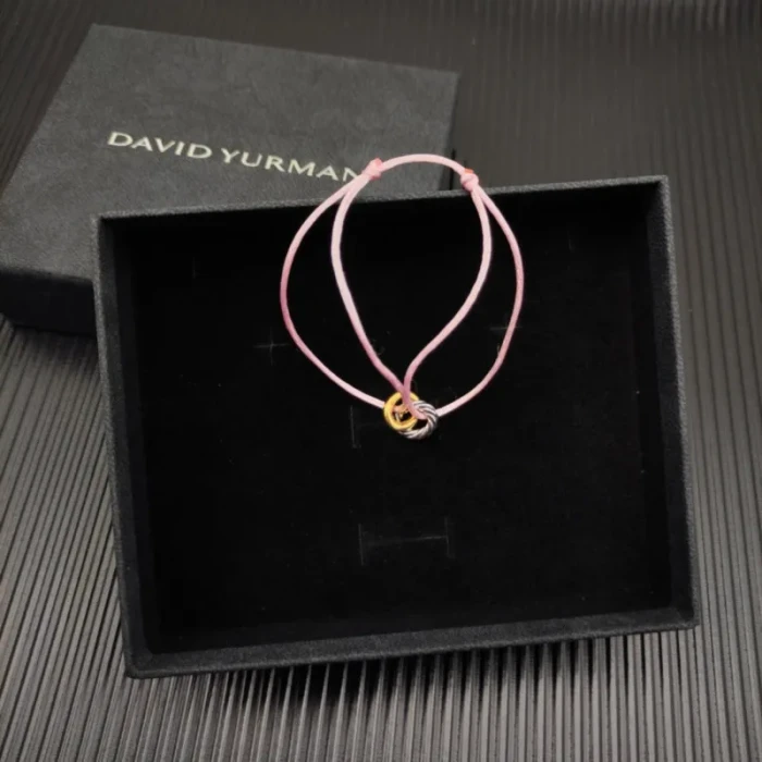 David Yurman Pink Double Ring Nylon Cord Bracelet