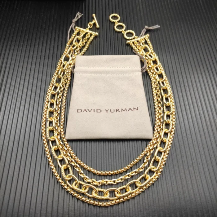 David Yurman Gold 29mm Multi-Row Chain Necklace