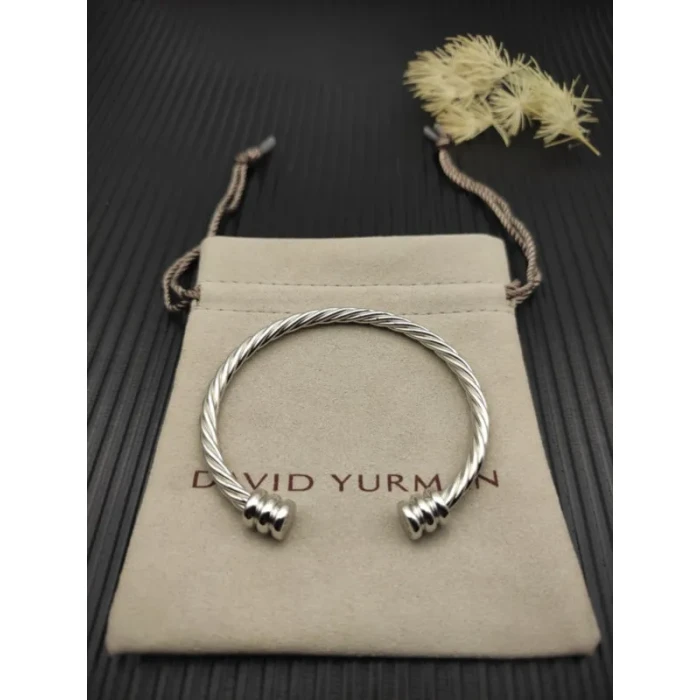 David Yurman Silver 4mm Three-Row Double End Cuff Bracelet