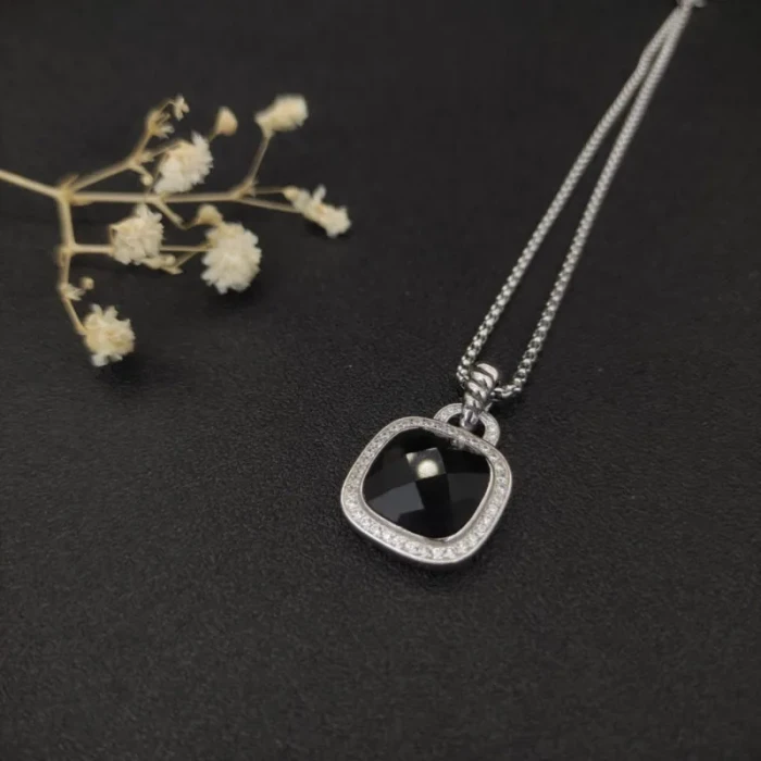 David Yurman 14mm Square-Cut Black Diamond Statement Necklace