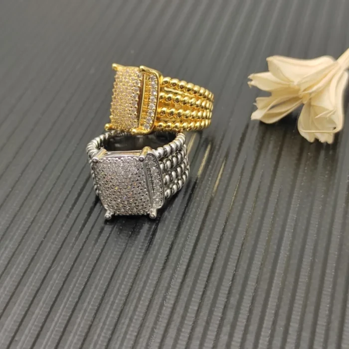 David Yurman Gold Large Pavé Diamond Band Ring