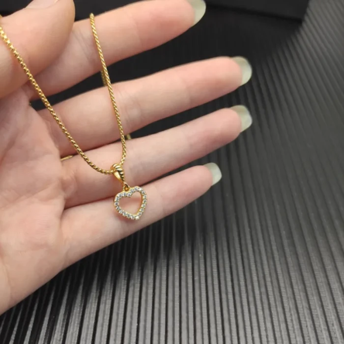 David Yurman 11mm Gold Openwork Heart Pavé Diamond Necklace