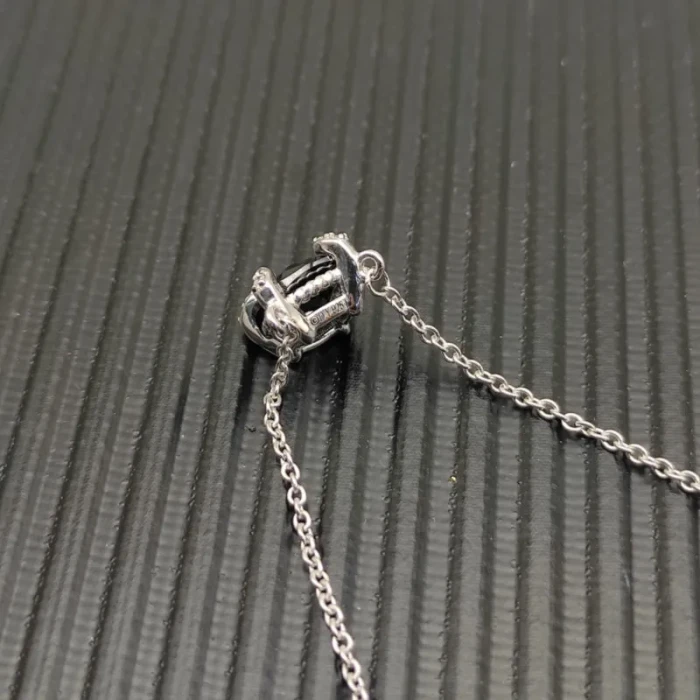 David Yurman Silver 8mm Four-Prong Black Diamond Necklace Adjustable 42+3+3cm