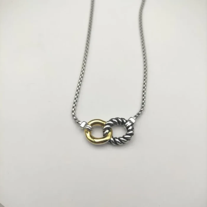 David Yurman Gold and Silver Horsebit Chain Necklace