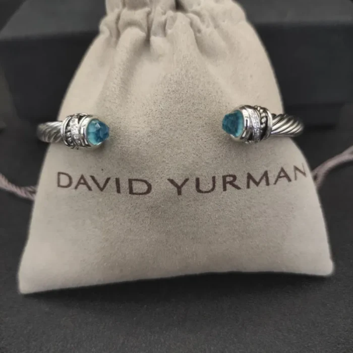 David Yurman 5mm Cable Classics Rotating Blue Diamond Cuff Bracelet