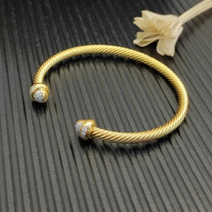 David Yurman 4mm Gold Half Pavé Diamond Bracelet