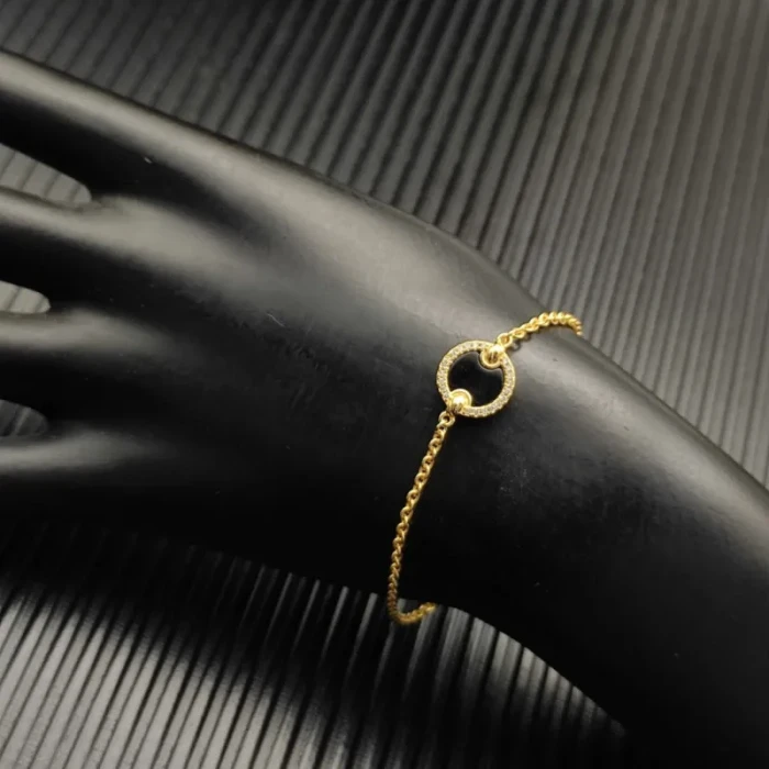 David Yurman Gold Pavé Black Onyx Round Charm Bracelet