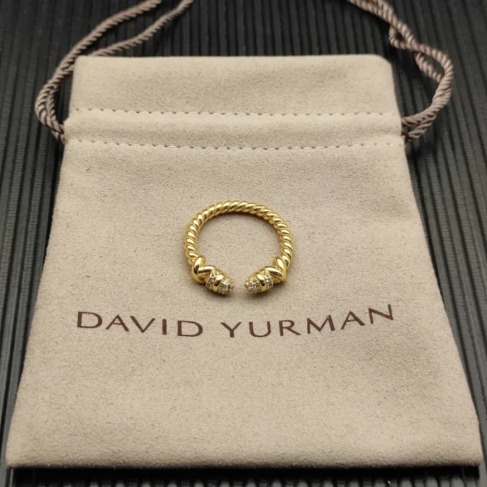 David Yurman Gold Pavé Cable Wrap Ring