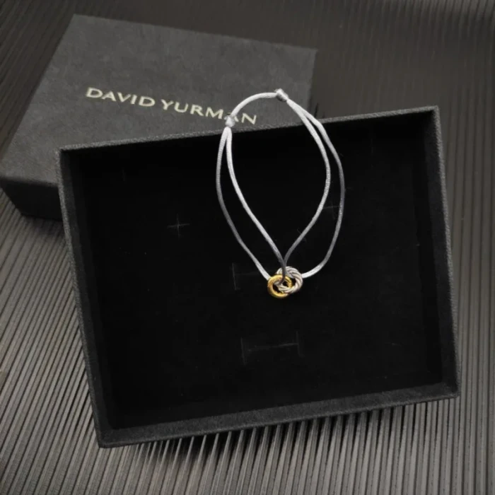 David Yurman Grey Double Ring Nylon Cord Bracelet