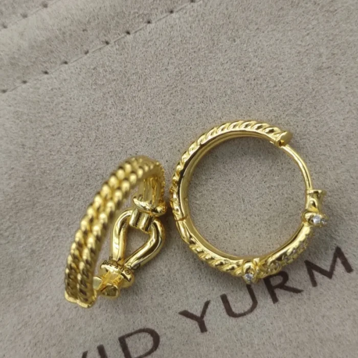 David Yurman Gold-Tone Cable Hoop Earrings