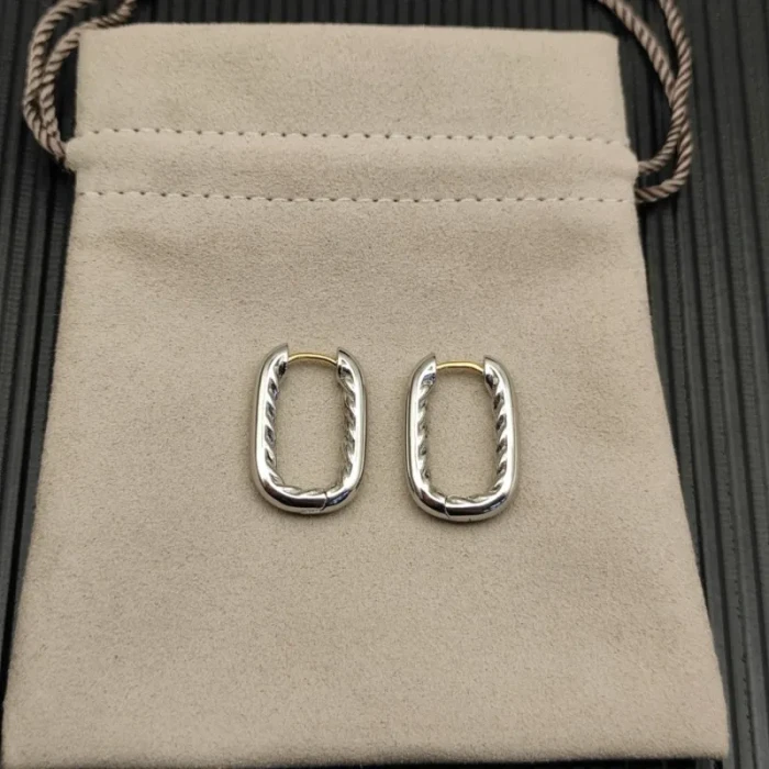 David Yurman Sterling Silver 24.3×15.9mm Smooth Hoop Earrings