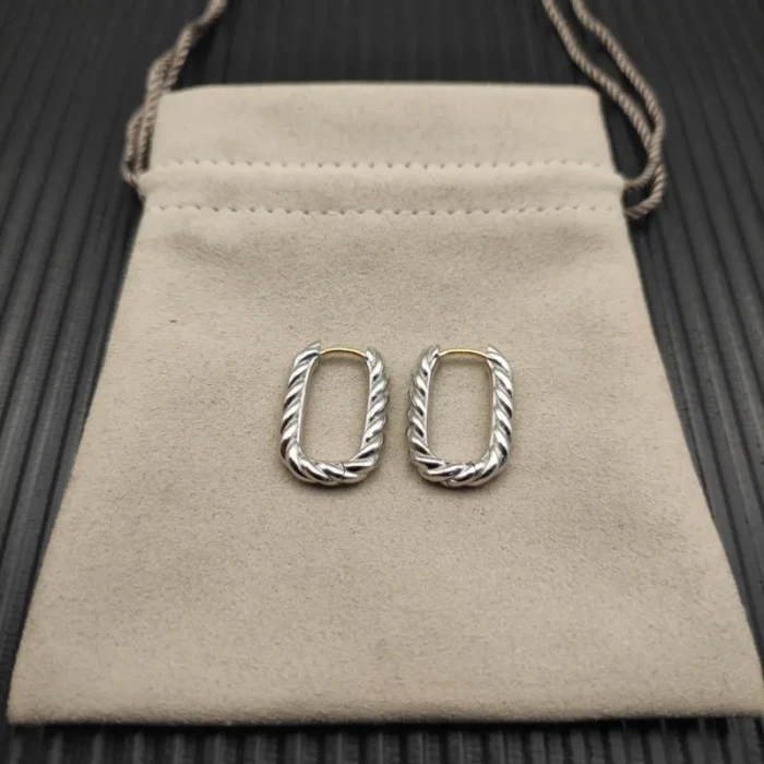 David Yurman Sterling Silver 24.3×15.9mm Cable Twisted Hoop Earrings