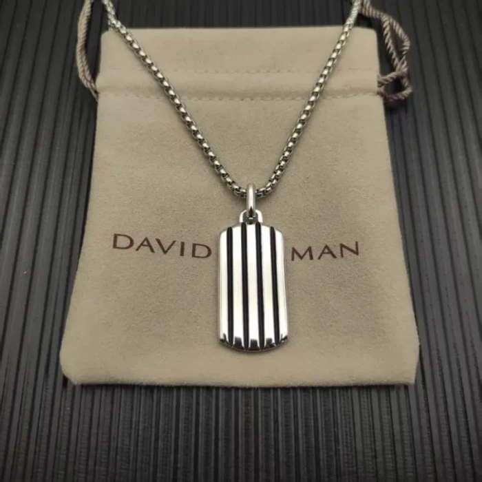 David Yurman Sterling Silver Streamlined Rectangular Tag Necklace