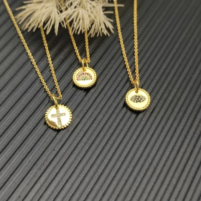 David Yurman Gold 11mm Evil Eye Pendant Necklace