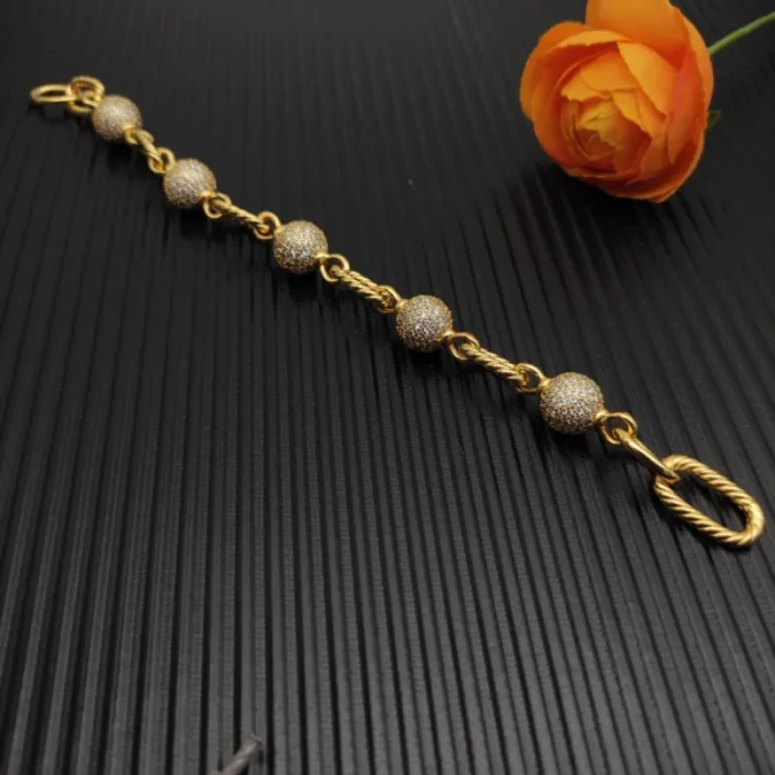 David Yurman Gold Madison Pavé Bead Bracelet