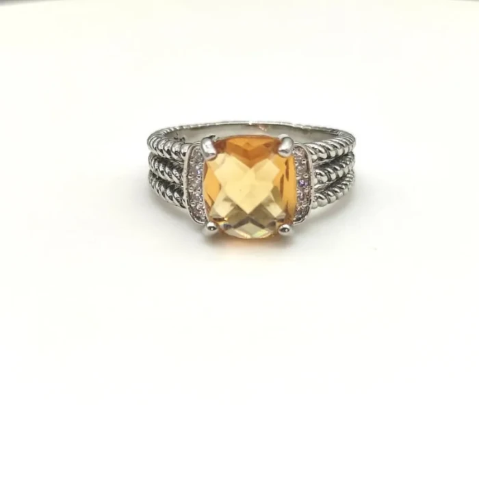 David Yurman Small Pavé Yellow Diamond Ring