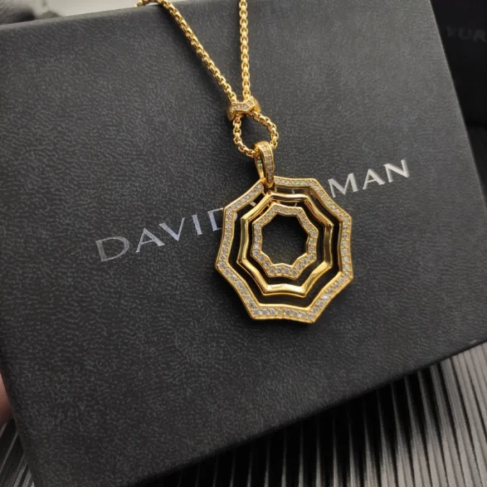 David Yurman Gold 38mm Serrated Stack Necklace