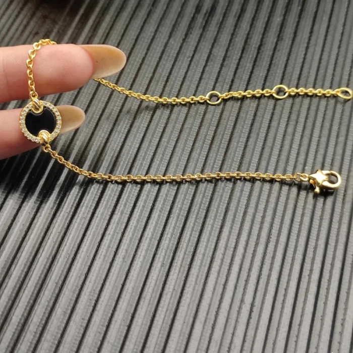 David Yurman Gold Pavé Black Onyx Round Charm Bracelet