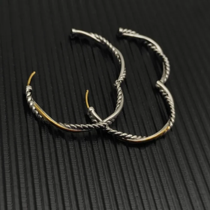 David Yurman Gold and Silver 42mm Infinity Hoop Earrings