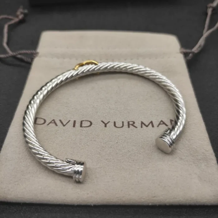 David Yurman 5mm Cable Cuff Bracelet with Single X Station Accent