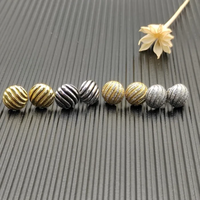 David Yurman Silver 14mm Pavé Twisted Spiral Stud Earrings