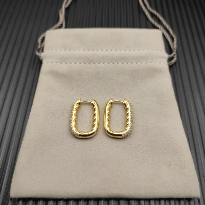 David Yurman Gold 24.3×15.9mm Pavé Hoop Earrings