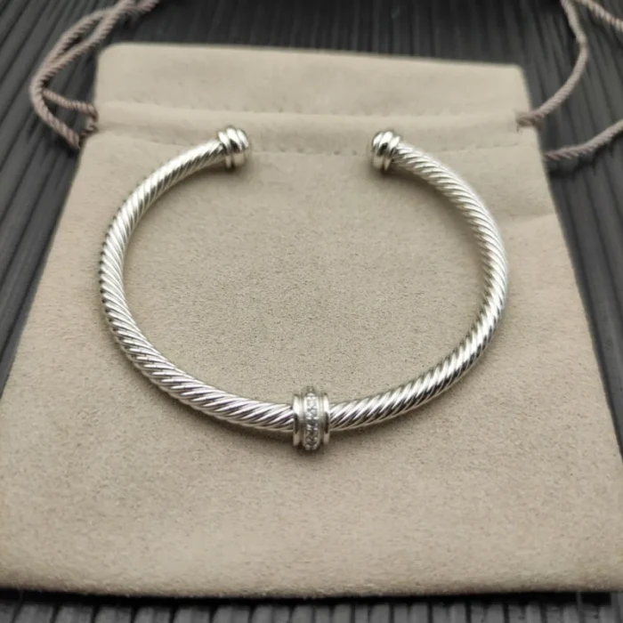 David Yurman 4mm Cable Bracelet with Single Bead Pavé Accent