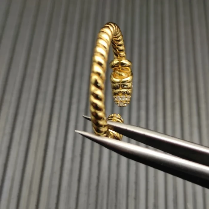 David Yurman Gold Pavé Cable Wrap Ring