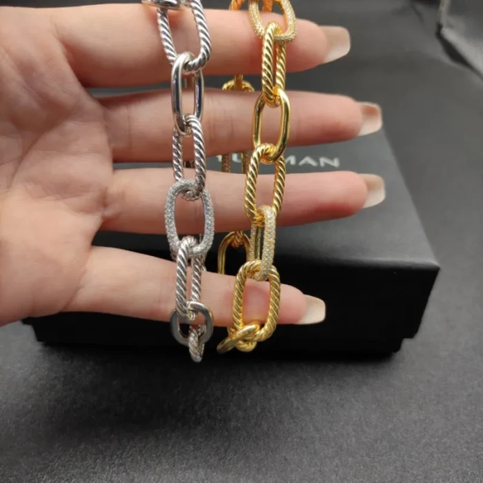 David Yurman Silver Madison Chain Single Diamond Bracelet, 21cm