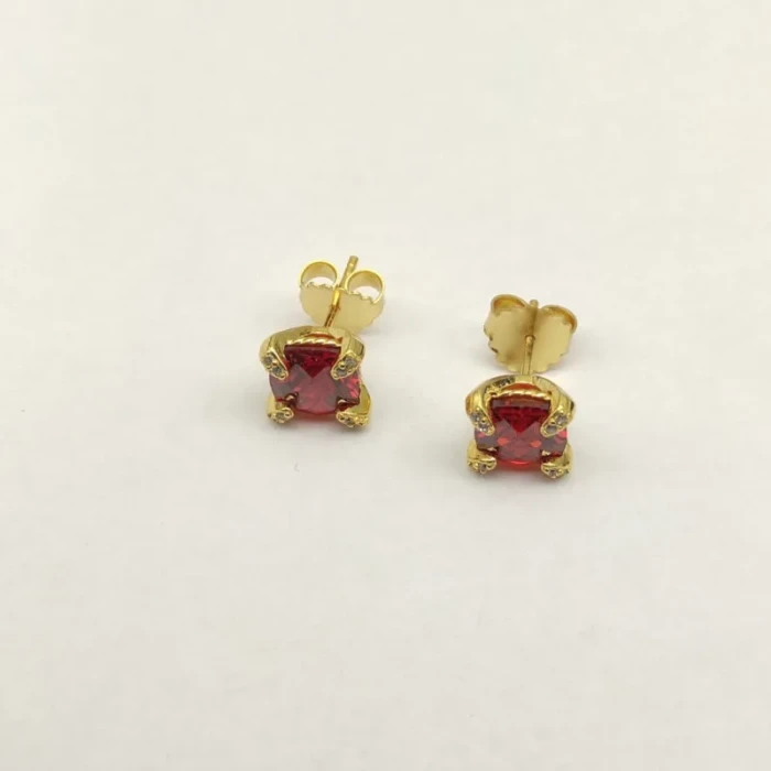 David Yurman 8mm Gold Four-Prong Red Diamond Stud Earrings