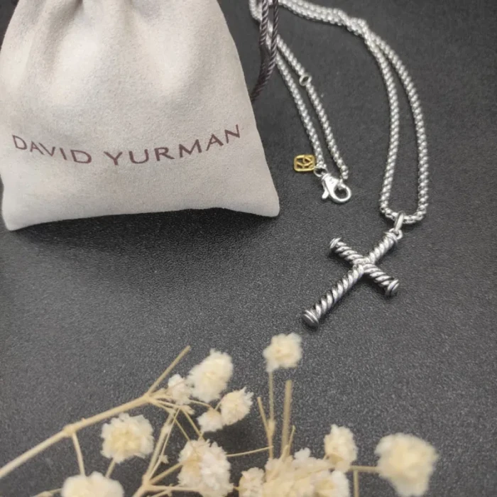 David Yurman Sterling Silver Cross Pendant Necklace