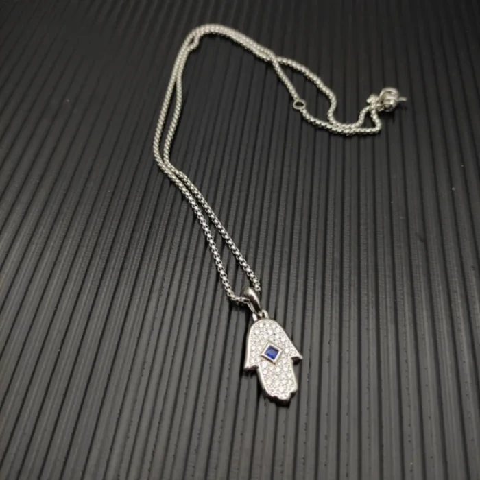 David Yurman White Gold-Tone Minions Blue Diamond Necklace