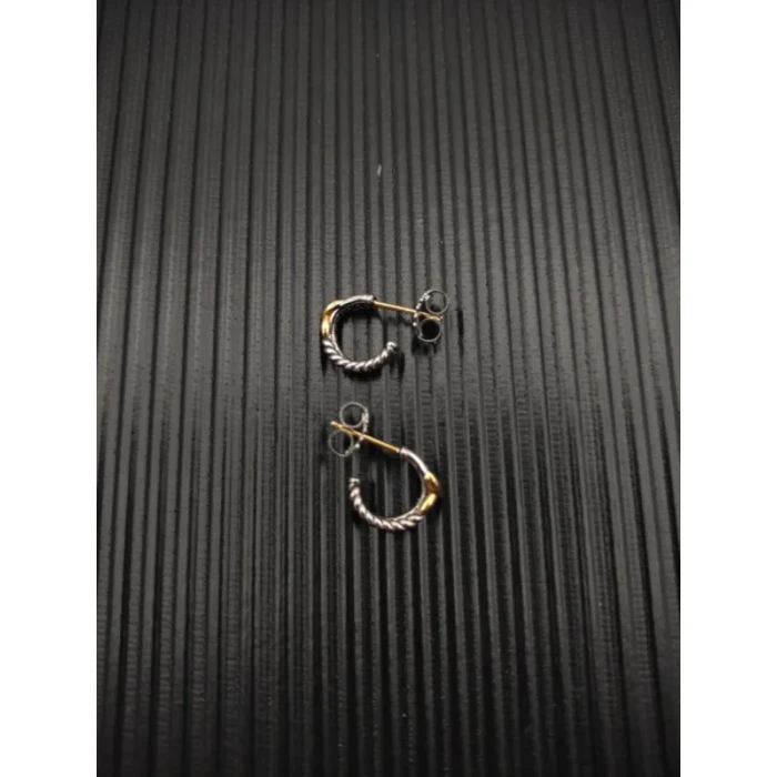 David Yurman 12.6mm X-Shape Gold and Silver Cable Hoop Earrings