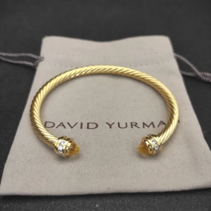 David Yurman 5mm Gold Diamond Yellow Diamond Bangle Bracelet