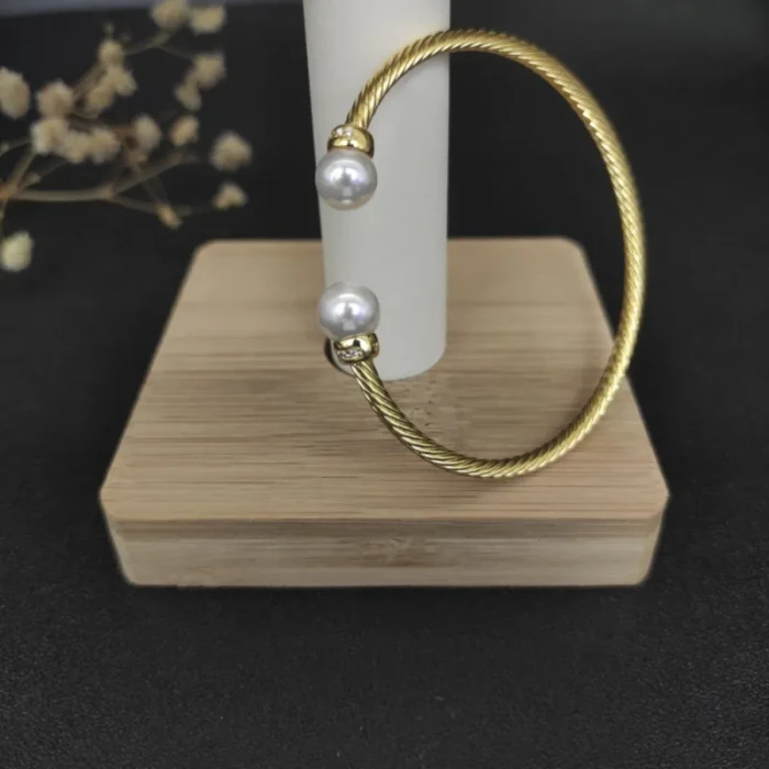 David Yurman 3mm Gold Cable Pearl Bracelet