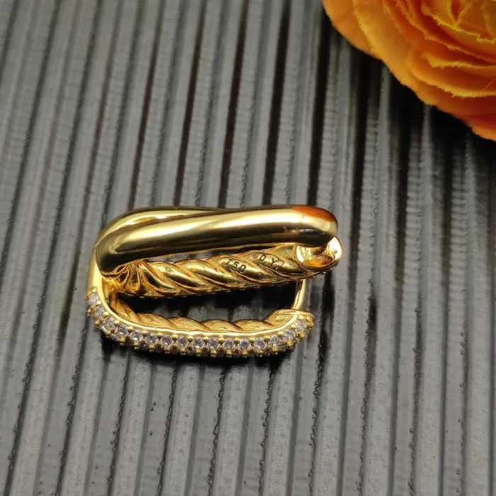 David Yurman Gold 24.3×15.9mm Pavé Hoop Earrings
