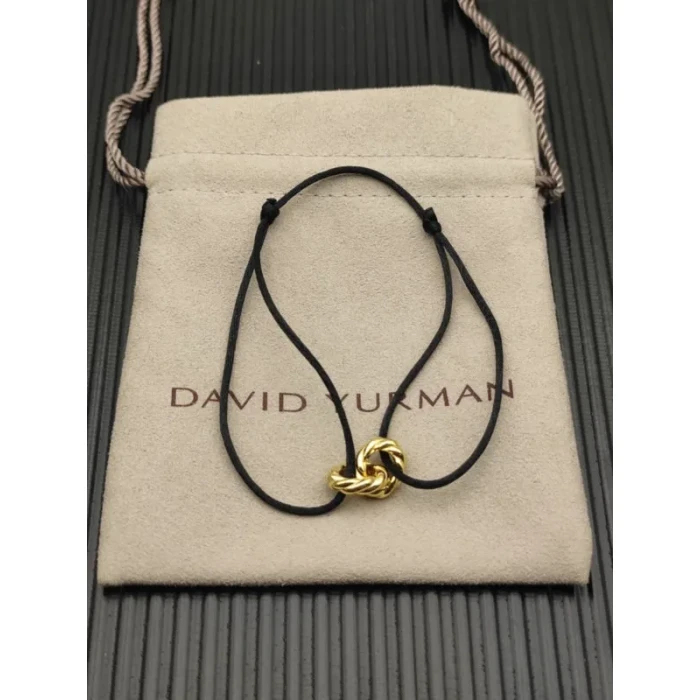 David Yurman Black Double Ring Gold Nylon Cord Bracelet