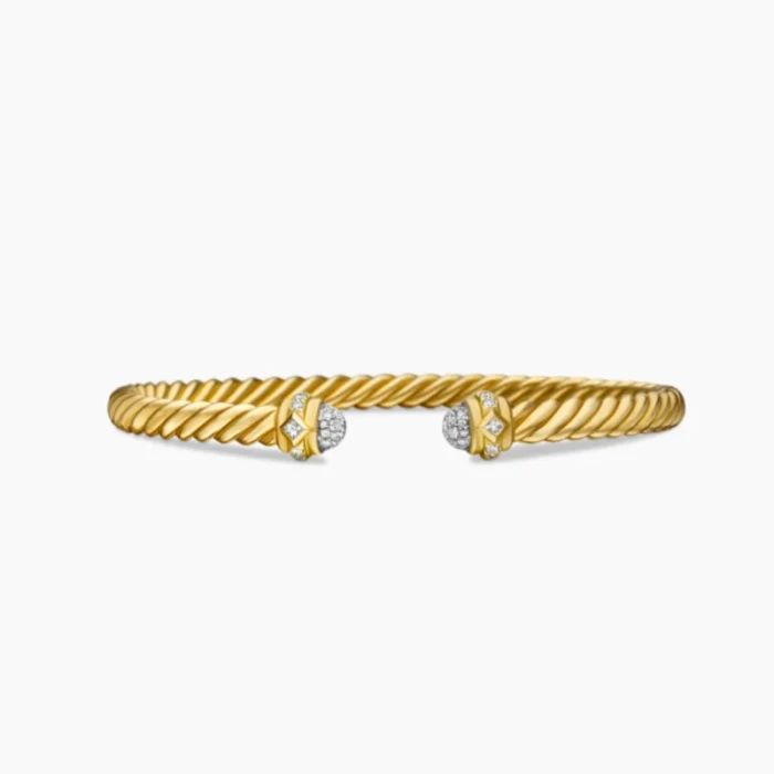 David Yurman 5mm Oval Cable Classic Diamond Cuff Bracelet