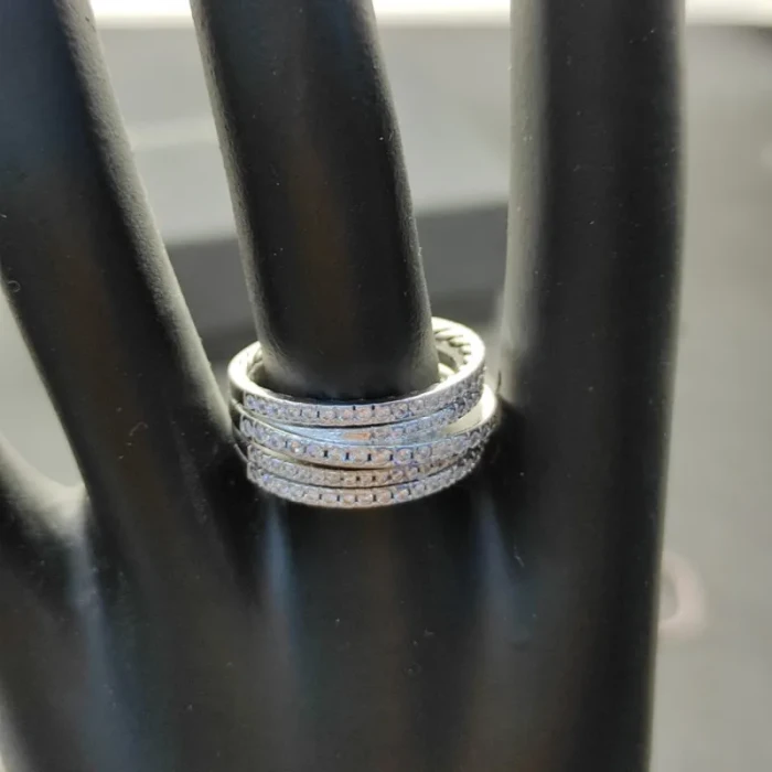David Yurman Silver Pavé Diamond Interlocking Ring