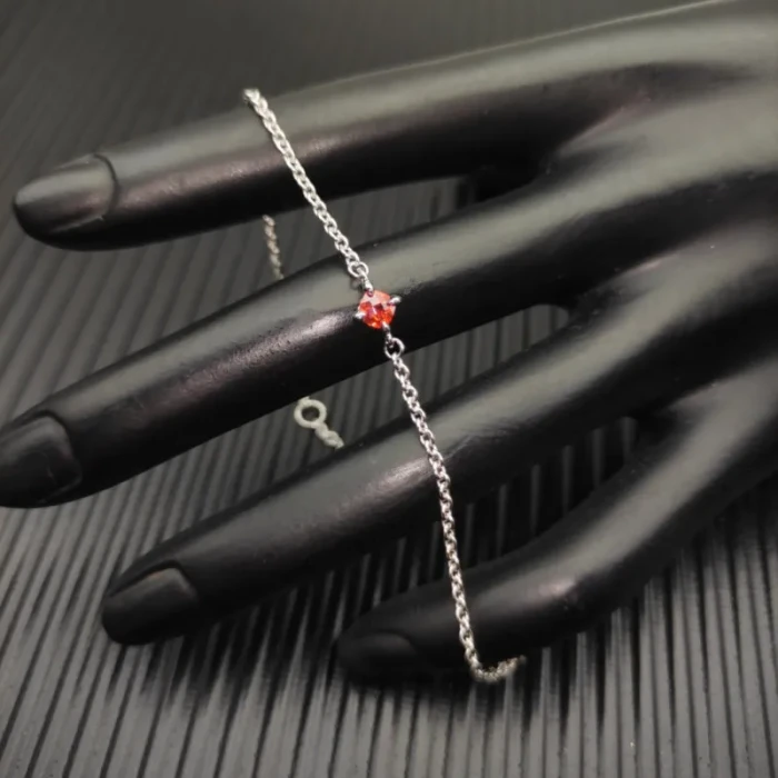 David Yurman 4mm Sterling Silver Single Stone Red Diamond Bracelet