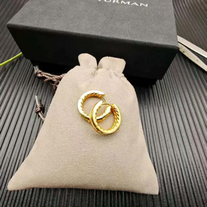 David Yurman Gold White Diamond Renaissance Cable Earrings