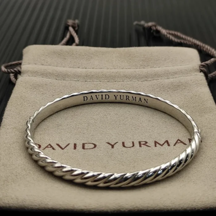 David Yurman Silver-Tone 6.2mm Sculpted Wave Cuff Bracelet
