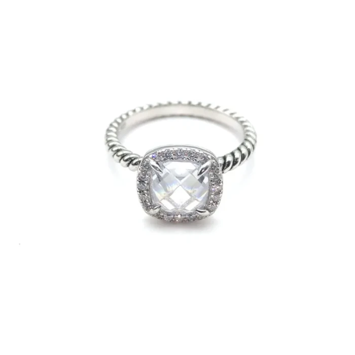 David Yurman Four-Prong Square White Diamond Ring