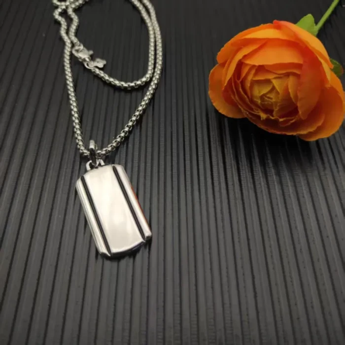 David Yurman Sterling Silver Streamlined Rectangular Tag Necklace